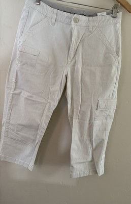 Lee Relaxed Fit Stretch Capri  Pants Size 12 Zipper Fly Beige Khaki Capri s 