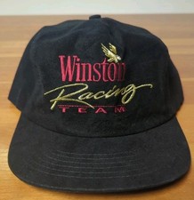 Vintage Winston Racing Team Snapback Adjustable Hat Cap NASCAR Black Gold OS