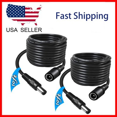 2 Pack 5.5mm x 2.1mm DC Power Extension Cable Male Female Cord 22AWG 12V 5A 10ft
