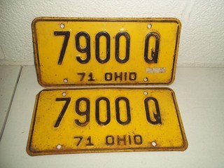 1971 OHIO VANITY LICENSE PLATE SET 7900 Q