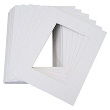 Pack of 25 8x10 WHITE Picture Mats Mattes with White Core Bevel Cut for 5x7 P...