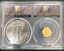 2025 PCGS MS70 $1 & $5 Gold/Silver American Eagle 2 - Coin Set - David Hall