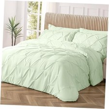 Comforter Set, 7-Piece Bed in a Bag, Pintuck Bedding Sets for All Queen Mint