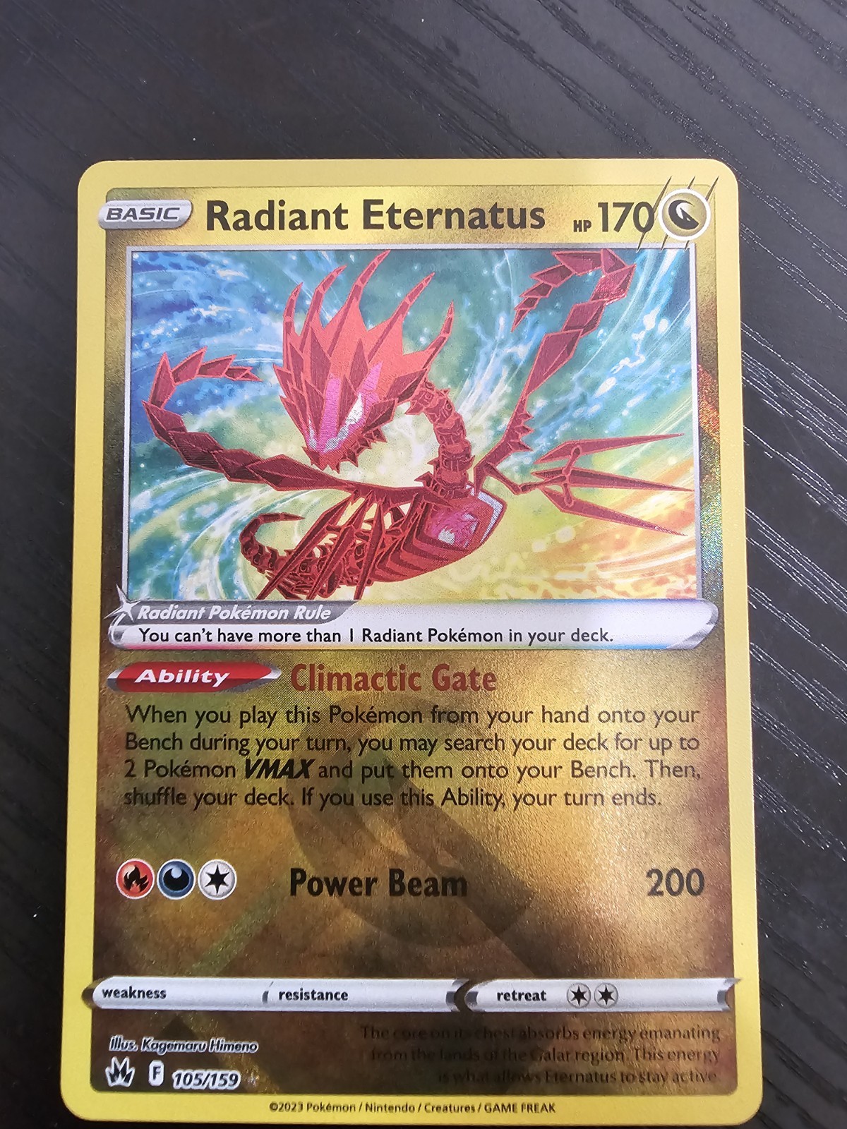 2023 Pokemon TCG Crown Zenith RADIANT ETERNATUS 105/159 Radiant Rare Holo NM