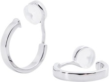 Clip on Earrings for Women, 14K Real Gold Plated Non Pierced Hoop, White