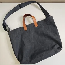 Madewell Transport Tote Bag / Crossbody Canvas Leather Trim Navy Blue 