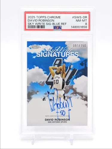 DAVID ROBINSON 2025-26 TOPPS CHROME SKY WRITE BLUE REFRACTOR AUTO /150 PSA 8