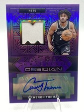 2023-24 Panini Obsidian - Matrix Material Autographs Cameron Thomas Purple /49