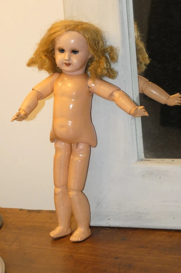Ancienne poupée Bleuette UNIS FRANCE 301 /1 en composition de 29cm des années 40 - Photo 3/4