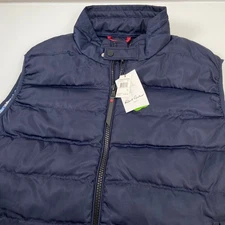 Robert Graham Mens Navy Puffer Vest Quilted Insulated Full Zip Size L NEW