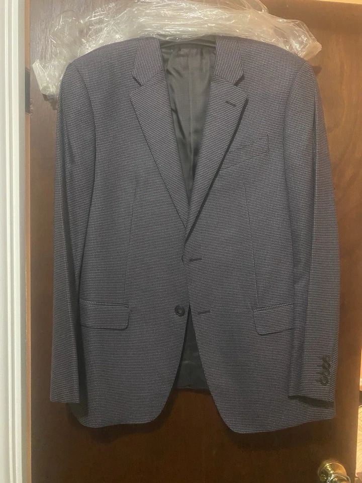 Blazer Armani 44 Regular Negro Y Azul Lana Cuadros Nuevo Foto 2 de 4