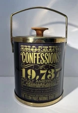 VTG 60s Bar Ice Bucket Advertising Sign Chrome Retro Barware 11”