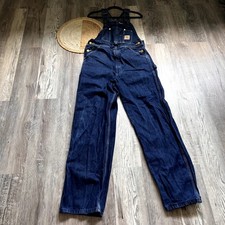 CARHARTT R07 DST Mens Denim Gold Hardware Classic Workwear Bib Overalls M Tall