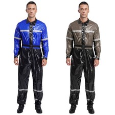 Mens Coveralls Garage One-Piece Bodysuit Overalls Outfit Jumpsuit Work Uniform