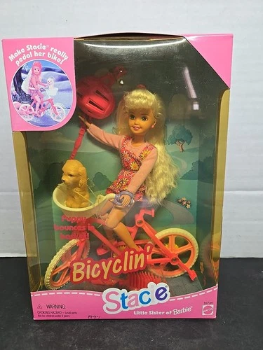 NIB Vintage Mattel 1996 Barbie Bicyclin' Stacie With Puppy # 16734