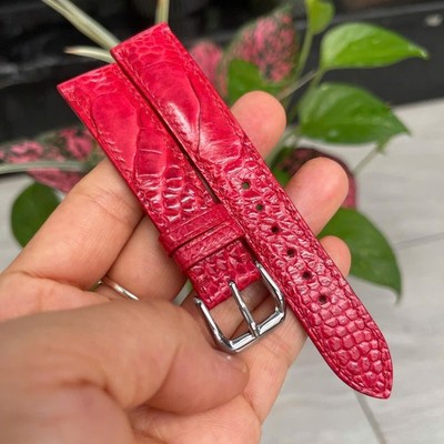 18mm/16mm Ostrich Leather Watch Band Exotic Leather Watch Strap Red