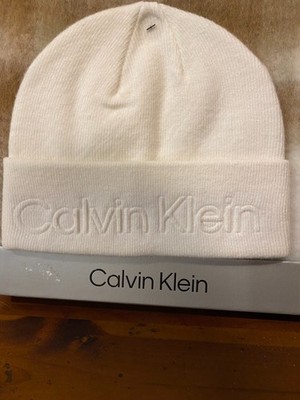 Calvin Klein Beanie Hat and Scarf set cream ivory brown tan  display picture 3