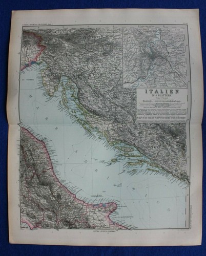 Original antique map ADRIATIC SEA, DALMATIAN COAST, CROATIA, ITALY, Stieler 1891 - Picture 2 of 9