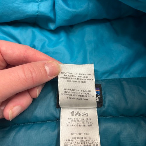 Patagonia Women’s Down Sweater Hoody Puffer Jacket Insulated Hooded Medium Blue - Picture 7 of 10