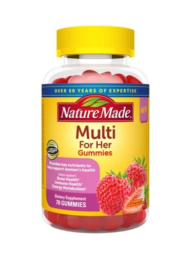 Nature Made Multivitamin for Her key nutrients support women's health 70 Gummies