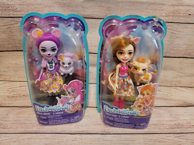NIB 2 Enchantimals Dolls Mayla Mouse & Fondue / Cailey Cow & Curdle
