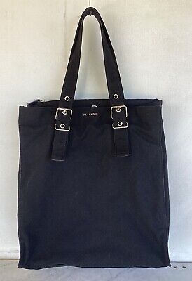 Vintage JIL SANDER Black Canvas Tote Bag Italy | eBay Vintage JIL SANDER Black Canvas Tote Bag Italy | eBay