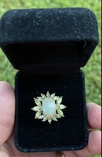 Signed, 925 China, Green Peridot Gems Sterling Ring Size 7.5