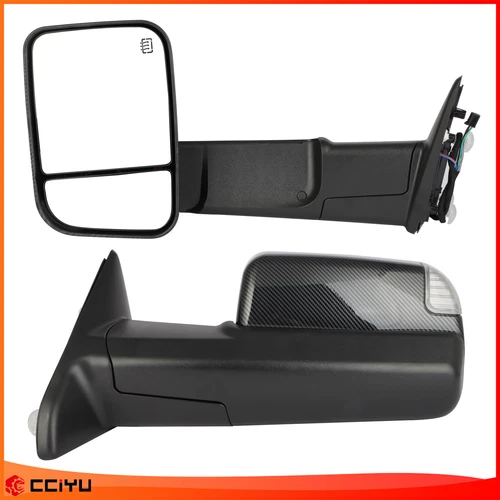 Carbon Fiber For 2010-2012 RAM 1500 2500 3500 Tow Power Heated Mirrors Pair Set