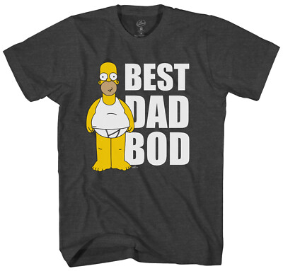 #ad Simpsons Homer Simpson Best Dad Bod Fathers Day Men#x27;s Charcoal Heather T Shirt $12.99