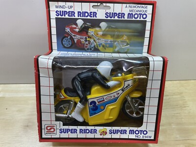 Vintage 1982 Super Rider Wind Up Motorcycle Bike New In Box Supertoys