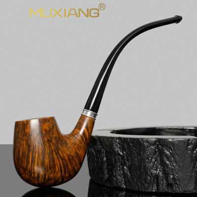 MUXIANG Briar Hungarian Pipe Long Bent Stem Smooth Freehand Tobacco Smoking Pipe
