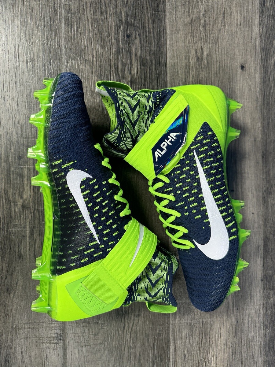 Nike Alpha Menace Elite 2 Flyknit Football Cleats Blue Green Seahawks BV2077-400 Nike Alpha Menace Elite 2 Football Cleats Seattle Seahawks  main image 4
