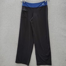 Adidas Women Activewear Pants Medium Black Wide Leg Pocket Climalite READ