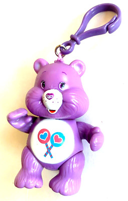 Share Bear TCFC Care Bears Purple Key Ring Clip Heart Keychain Vintage