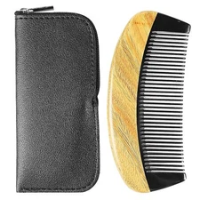 Onedor 100% Handmade Natural Green Sandalwood Buffalo Horn Oval Fine Tooth Combs