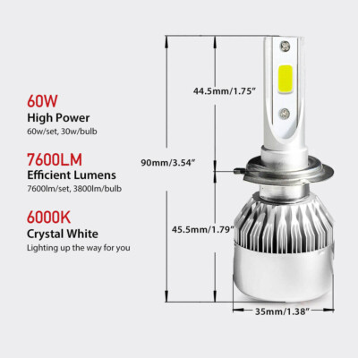 2-Pack H7 Xenon White LED Headlight Bulbs – High/Low Beam For BMW E90 F30 328i 330i