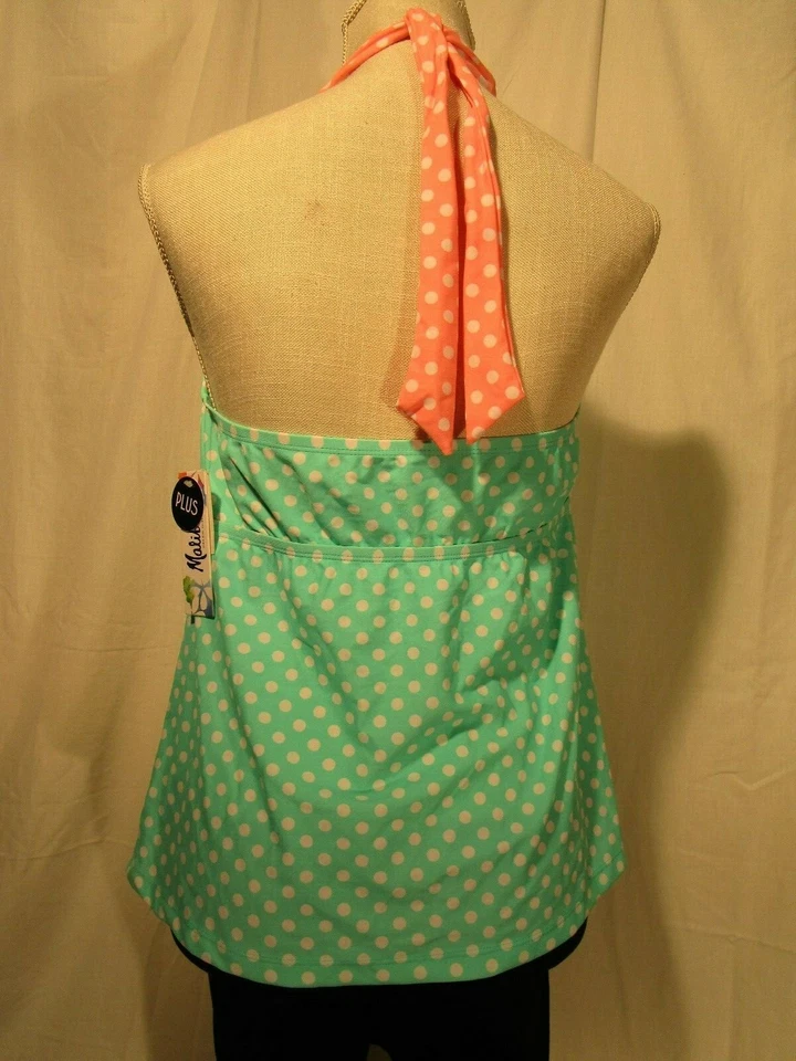 NOVO COM ETIQUETAS MALIBU VERDE PERFEITO E LARANJA BOLINHAS TANKINI TAMANHO 1 - Imagem 2 de 4