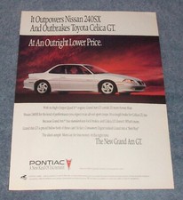 1992 Pontiac Grand Am Gt Vintage Ad It Outpowers Nissan 240sx And Outbrakes...