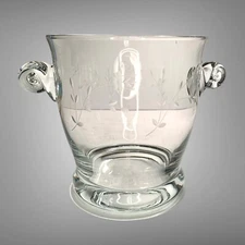 Vintage Princess House 6165 Ice Bucket With Tongs Heritage Handblown Crystal