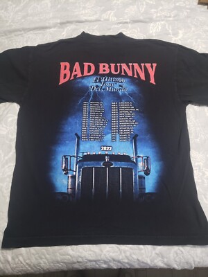 2022 Bad Bunny Ultimo tour Del Mundo Size Medium Front and back black  