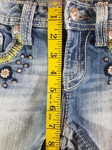 Miss Me Girls Denim Cut-Off Shorts Flowers Rhinestones JK572945 Size 14 EUC - Picture 12 of 13