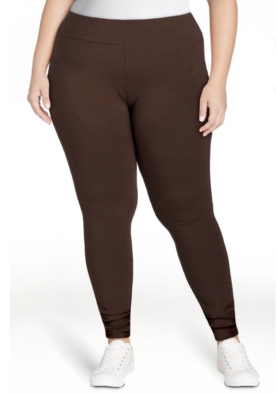 Terra and Sky Women’s Plus Chocolate Brown Soft Leggings Size 0X (14W) NWT