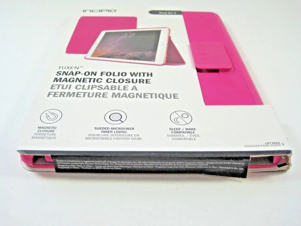 INCIPIO iPad Air 2 Snap On Folio Cierre Magnético Estuche Gamuza Microfibra Rosa Foto 2 de 4