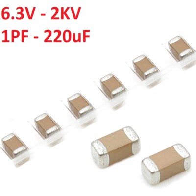 50PCS 6.3V TO 2KV 1206 SMD/SMT Capacitors Range ( 1PF to 220uF ) Ceramic MLCC