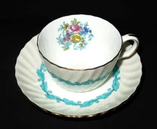 Minton ARDMORE Ivory & Turquoise S363 Coffee or Tea Cup & Saucer Set
