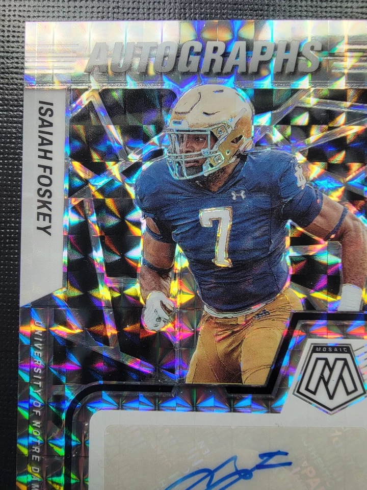 Isaiah Foskey 2023 Panini Mosaic Draft Picks Scripts Autograph Football Card - Image 2 of 4