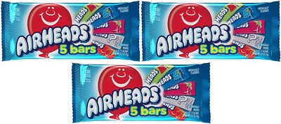 3x Airheads 5 Stangen Packung 78g 5 Einzeln Verpackt 15.6g American Süßigkeiten