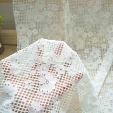 1.5m Wide Lace Fabric Sheer Floral Checked Polyester for Wedding Dress Curtain