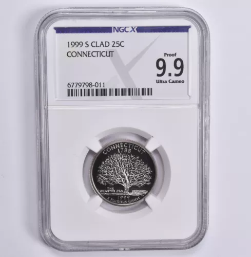 Proof 9.9 1999-S CLAD Washington Quarter Connecticut NGC X NGCX