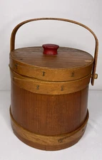 Vintage Bucket Wooden Firkin Cookie 7" Primitive